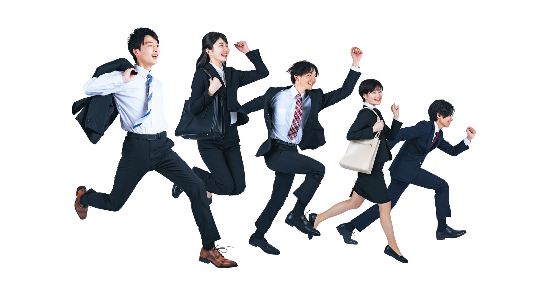 前に進み出す求職者たち