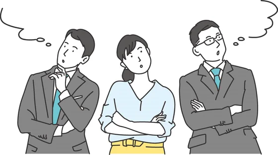 評価を考える上司・同僚のイラスト