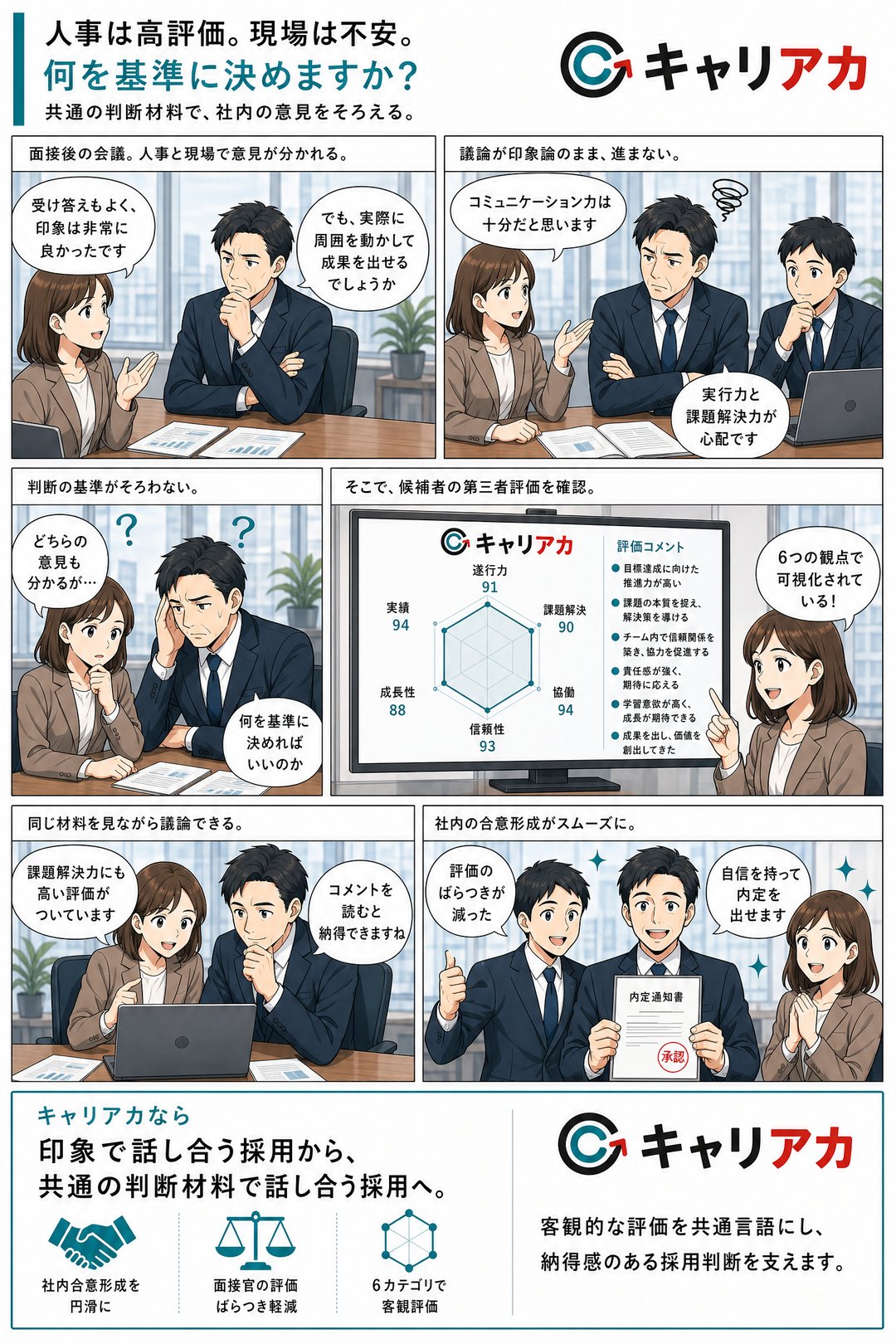 マンガ：判断基準編 － 人事は高評価、現場は不安。何を基準に決める？