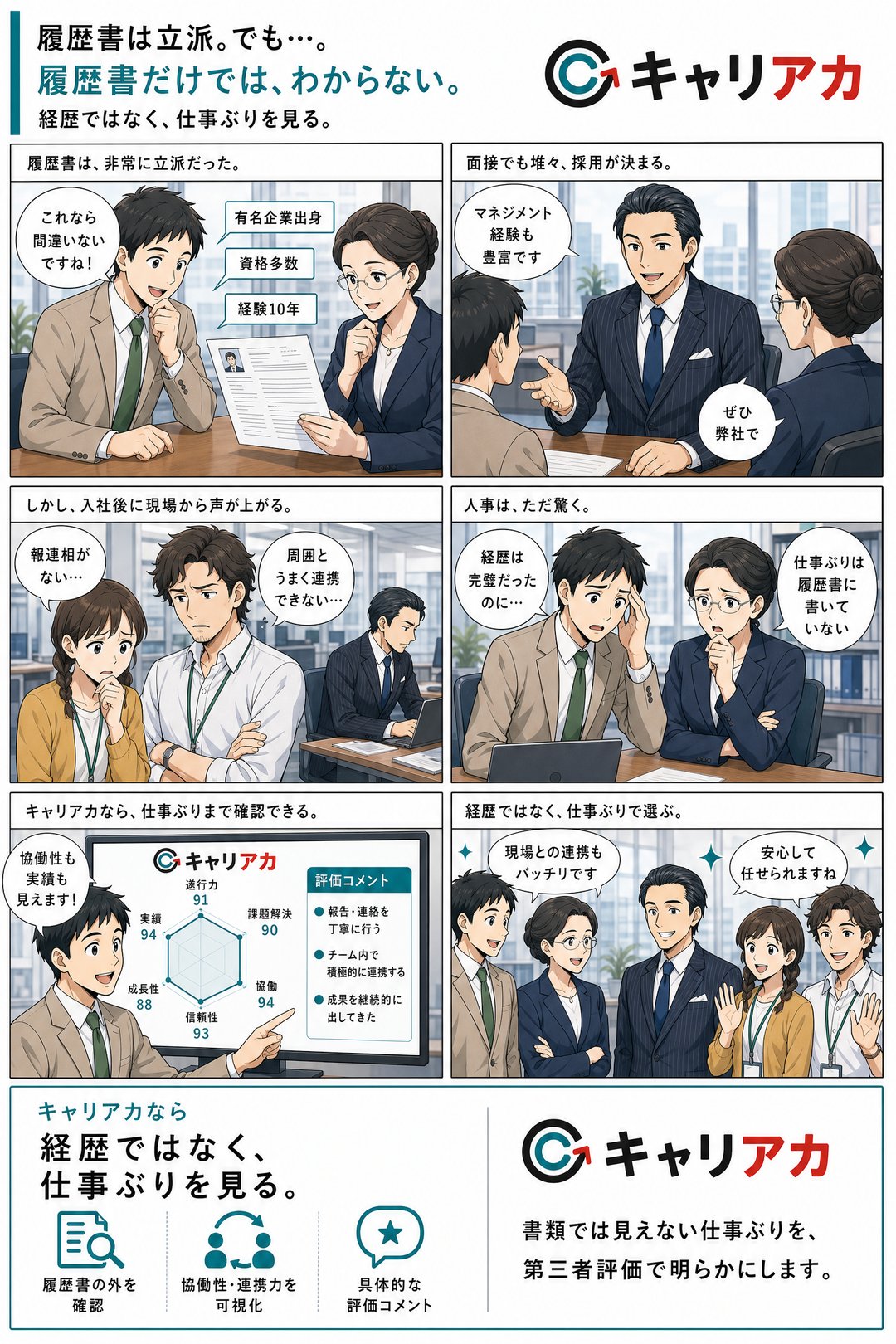 マンガ：履歴書だけでは編 － 履歴書は立派。でも、それだけでは分からない。