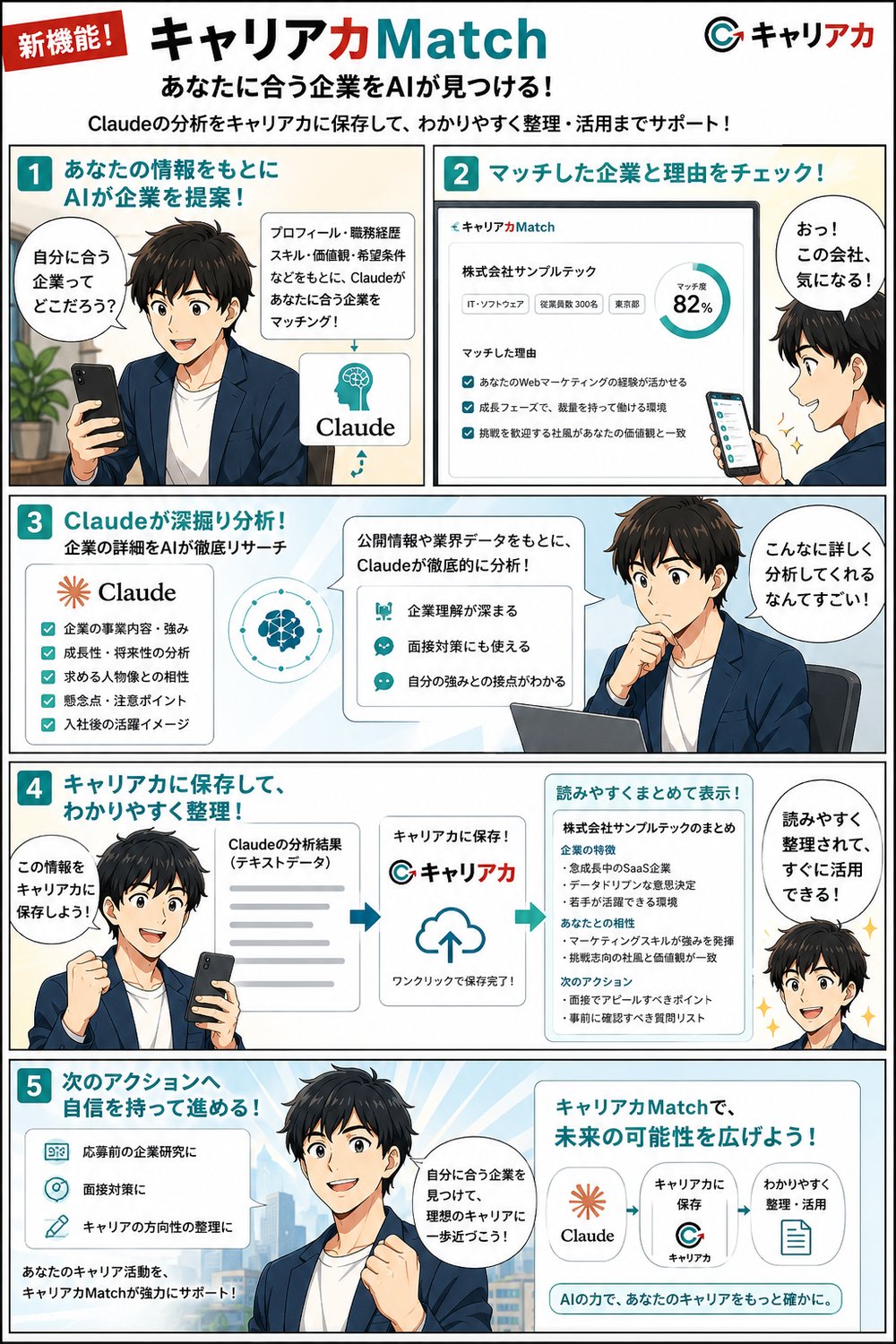 マンガ：キャリアカMatch編 － あなたに合う企業を、AIが見つける！